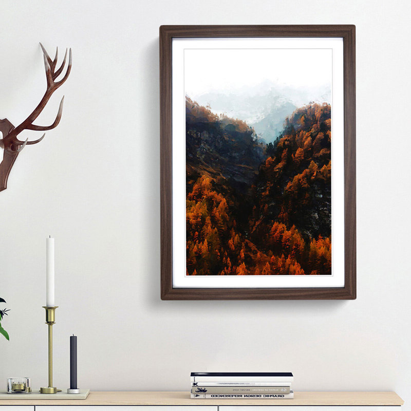 Mountains in South Tyrol in Italy in Abstract - Framed Print, 48cm H x 36cm W x 2cm D, Walnut Framed