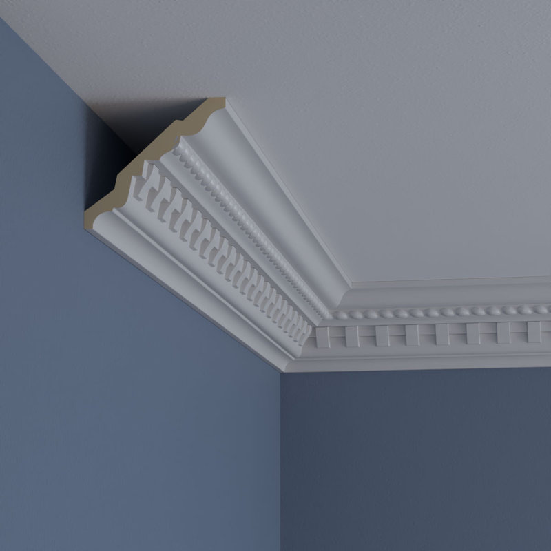 White Polyurethane Bulwark Dentil and Rope Crown Moulding