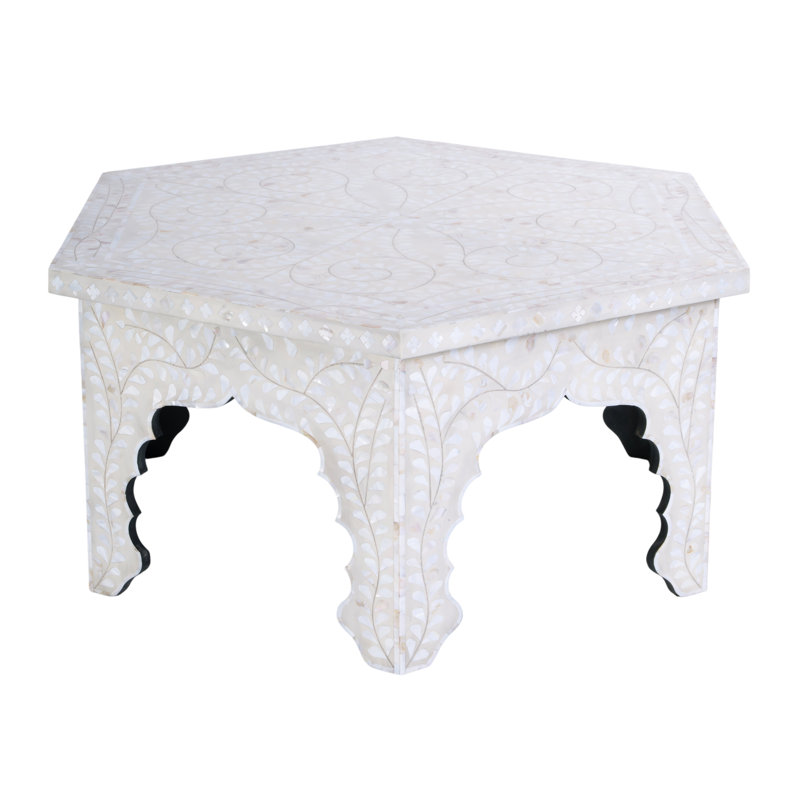 Table basse hexagonale en nacre de marbre de 40,5 po Marjorie