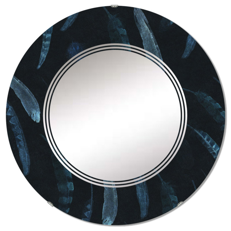 Miroir mural rond à motif bohème, 24 po x 24 po