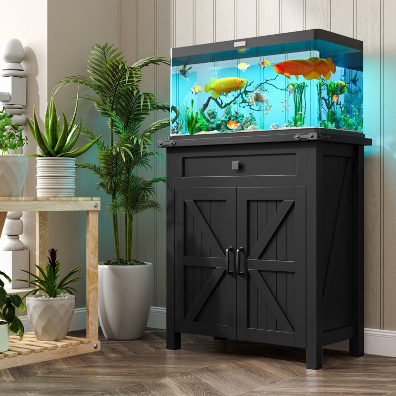 Support d'aquarium de 20 gallons avec armoire pour le rangement des accessoires d'aquarium, support d'aquarium de ferme avec prise de courant stable et électrique, support d'aquarium robuste