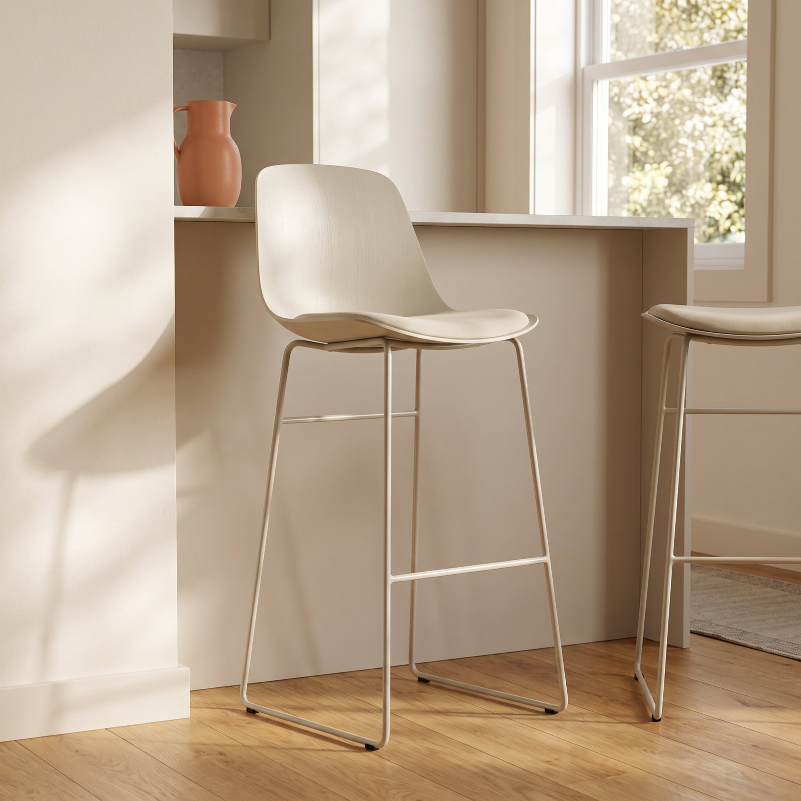 Clean Cut Bar and Counter Stool, Bar Stool (31” Seat Height), Putty