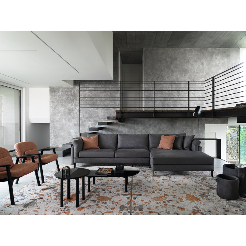 Meridien Chaise Sectional, Gray Polyester Blend