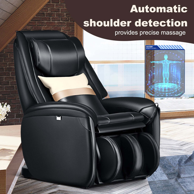 Fauteuil de massage chauffant en similicuir, Similicuir noir