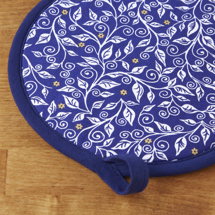 2pk Cotton Striped Chef Pot Holders Blue - Design Imports