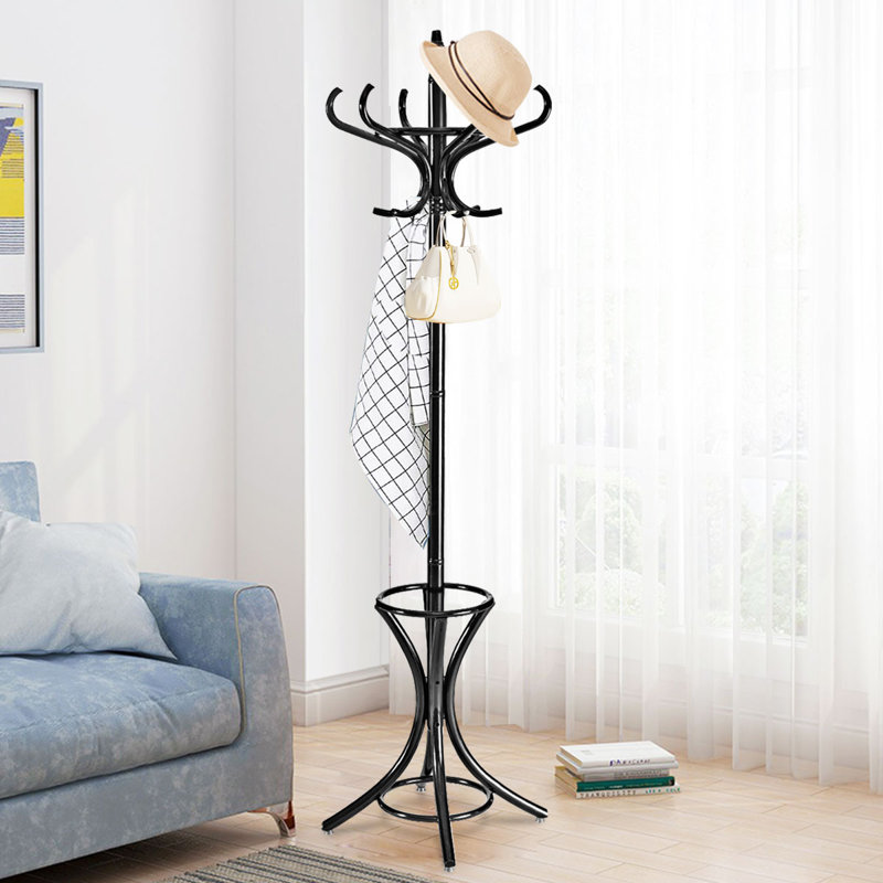 Solid Wood Freestanding Coat Rack, Black