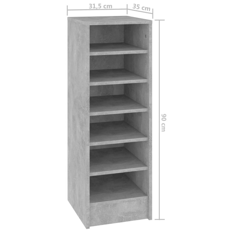 vidaXL Shoe Cabinet Engineered wood 12.4 in x 13.8 in x 35.4 in, Concrete Grey