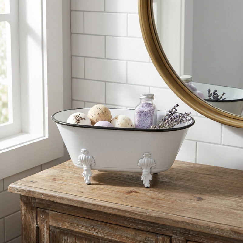 Sculpture de baignoire en métal galvanisé Swanner, Blanc, H 5 po x l 12 po x P 6,5 po