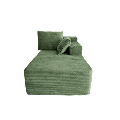 Canapé à compression à accoudoir gauche avec revêtement en velours côtelé, fabrication en mousse et conception sans assemblage