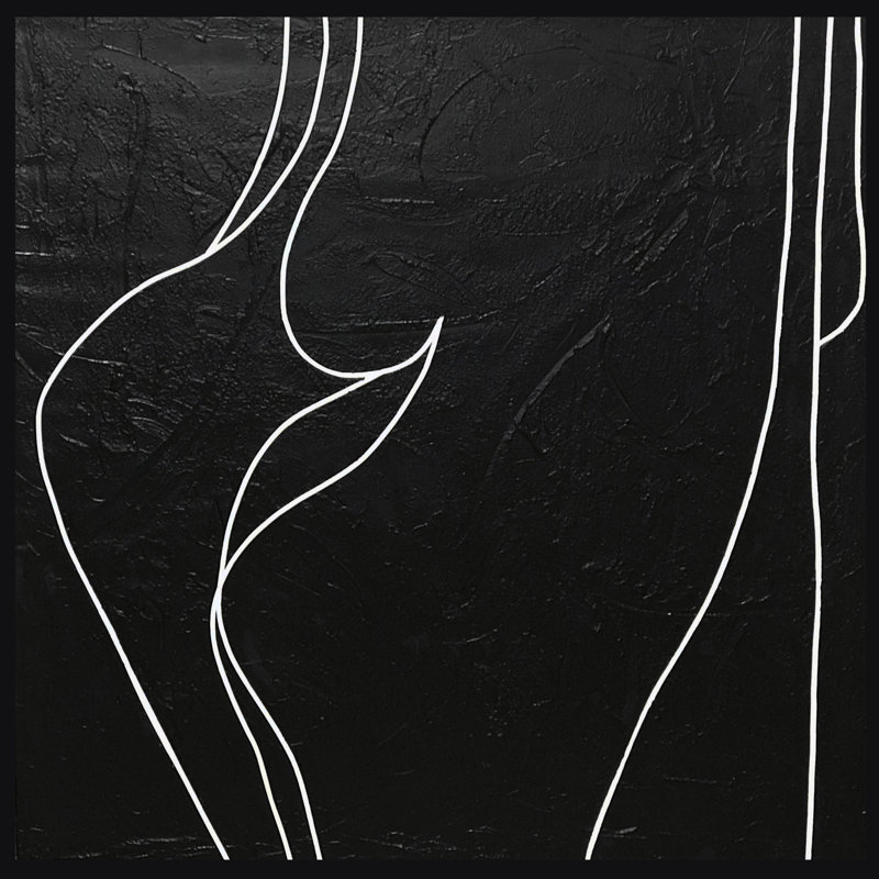 Carving Black Painting, 48" H x 48" W x 2.25" D