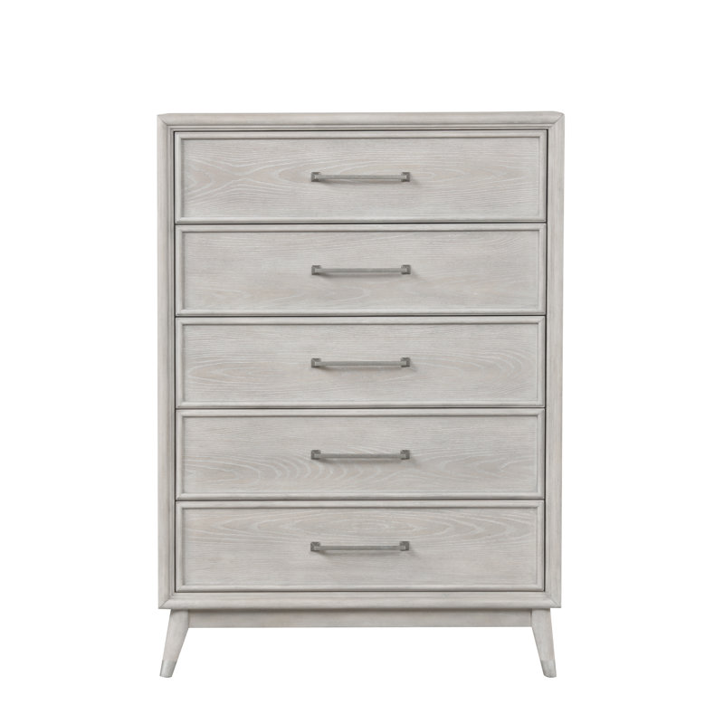 Commode de chambre à 5 tiroirs Roundhill Haak, finition chêne gris