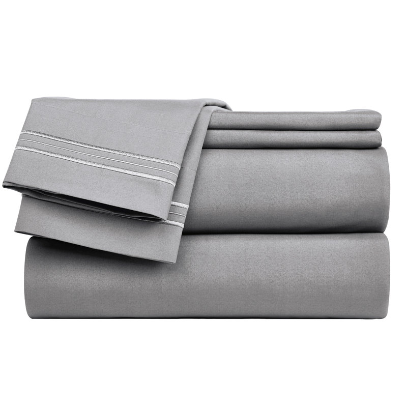 Boston Microfiber Sheet Set, Queen, Gray