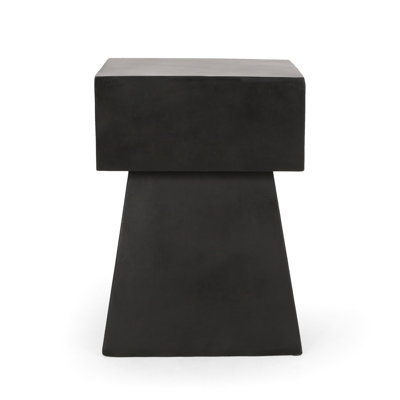 Lightweight Concrete Side Table In Black, Pedestal Shape, No Assembly, 14.04D X 18.83H, Modern Style Assembly Required, Form, - 14.04W Magnesium Oxide
