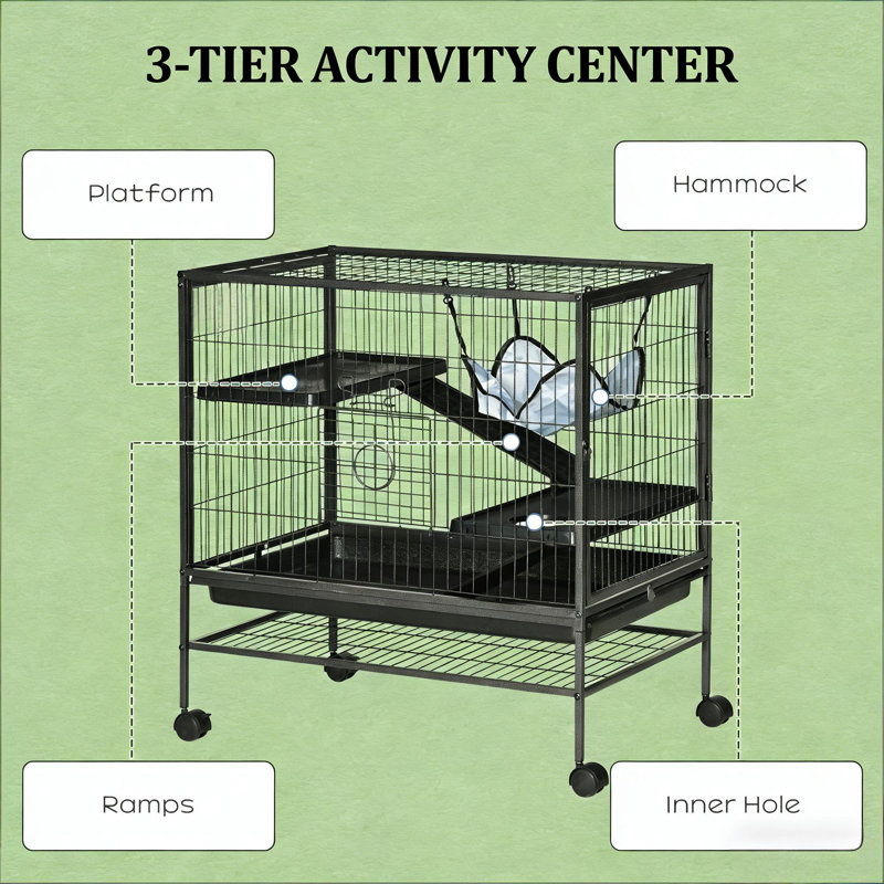 Cage pour animal de compagnie, cage de petit animal, petite cage pour animal avec roues