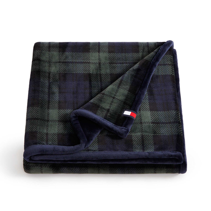 Jeté réversible bleu tartan Tommy Hilfiger, Édimbourg bleu tartan