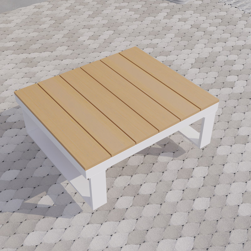 Table basse de patio en aluminium, Blanc