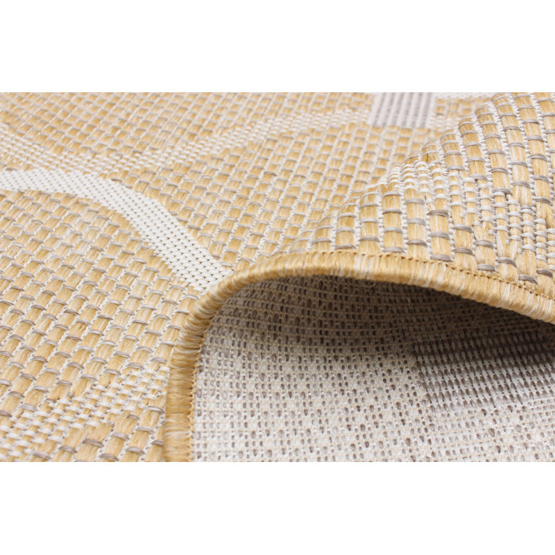 Tapis intérieur / extérieur doré / blanc Sylar, Rectangle 6 pi 7 po x 9 pi 6 po