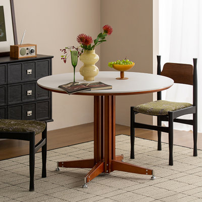 White&Walnut Round Dining table