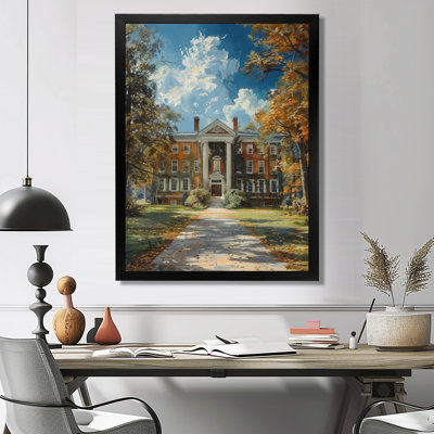 Blue Brown Campus Building In Summer - College & University Buildings Wall Decor