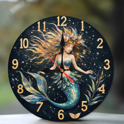 Horloge sirène avec chiffres dorés