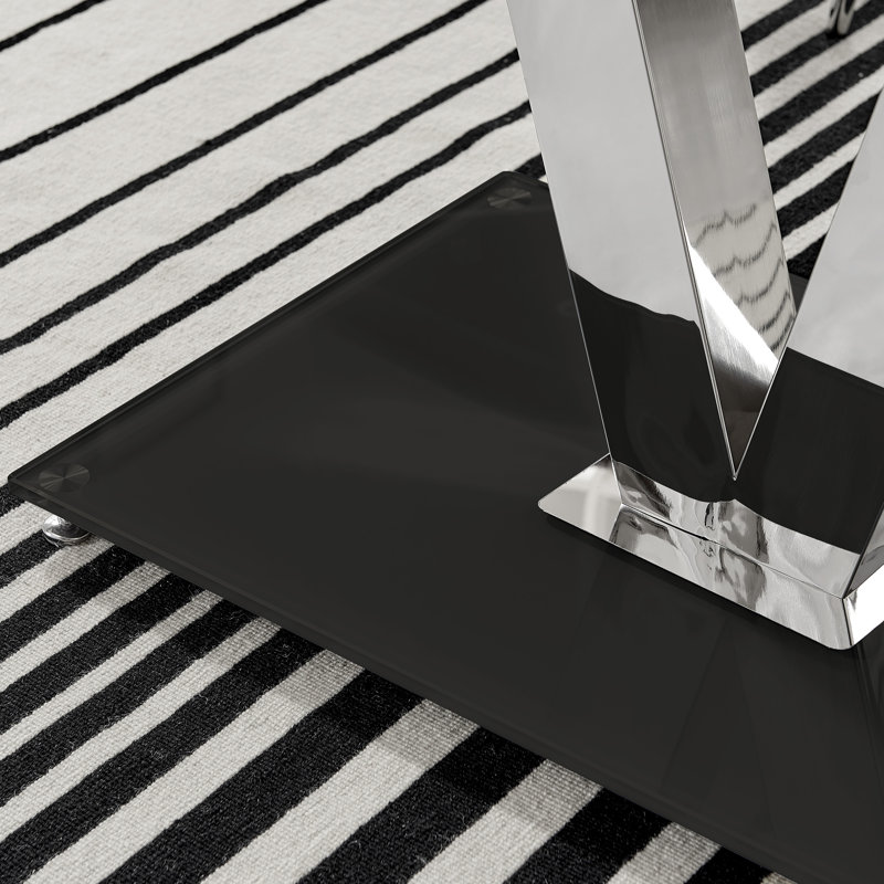 Chowchilla V Glass Dining Table, Black