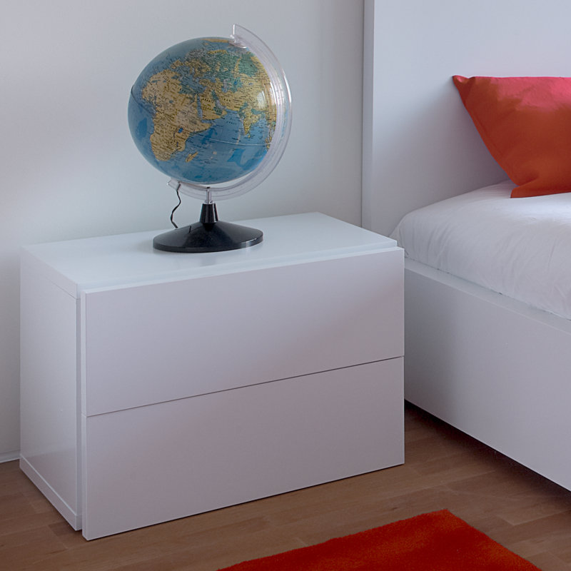 Coppin 152.4cm W Manufactured Wood Bedside Table, White