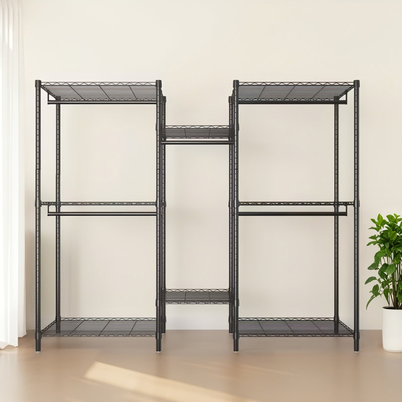 Portant à vêtements robuste avec tablettes et rails réglables Danny