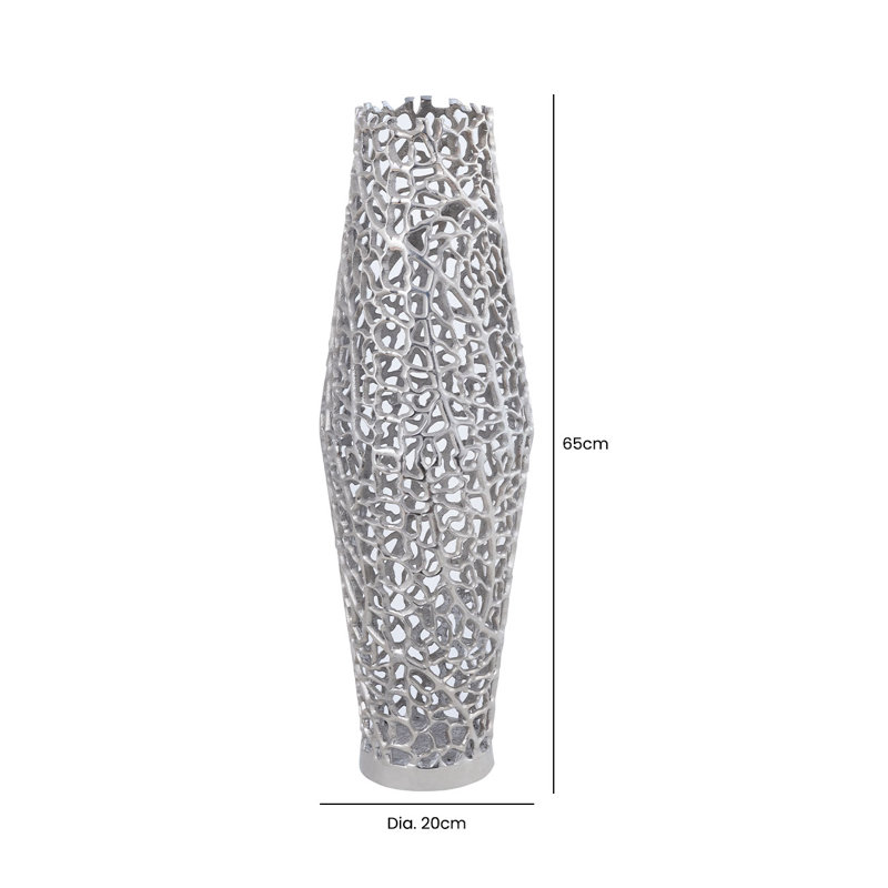 Cloyse Metal Floor Vase, 65cm H  x 21cm W  x 21cm D, Nickel
