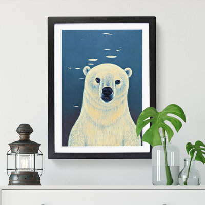 Polar Bear Painting Mid Century - Picture Frame Print