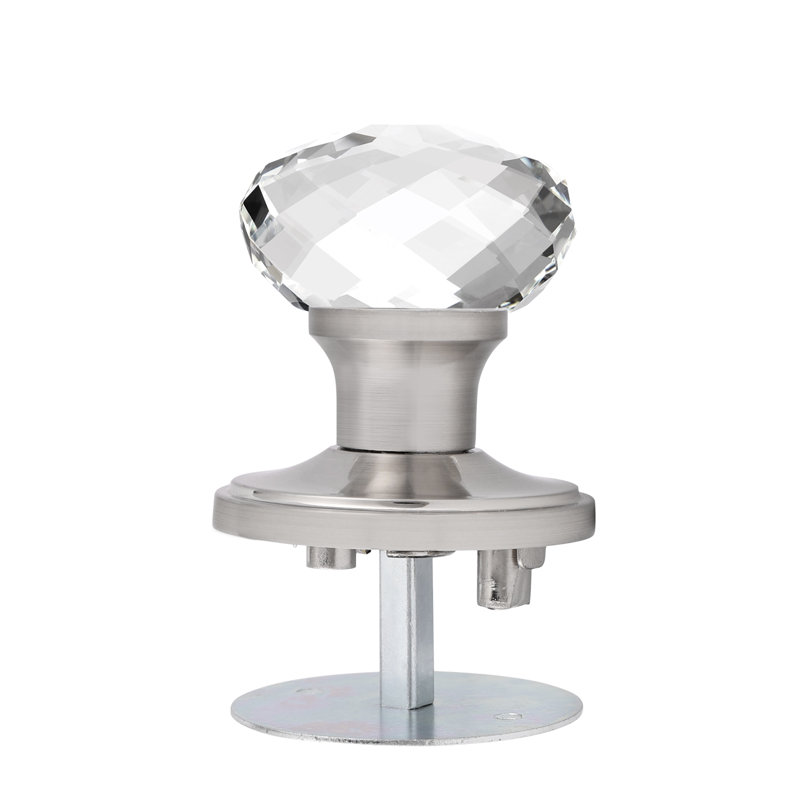 Probrico Interior Crystal Passage Round Door Knobs Steels Non Locking Half Dummy Door handles, Satin Nickel