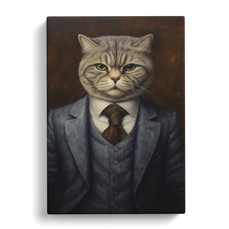 Cat In A Suit Painting No.2 - Wrapped Canvas, 76cm H x 50cm W x 3cm D