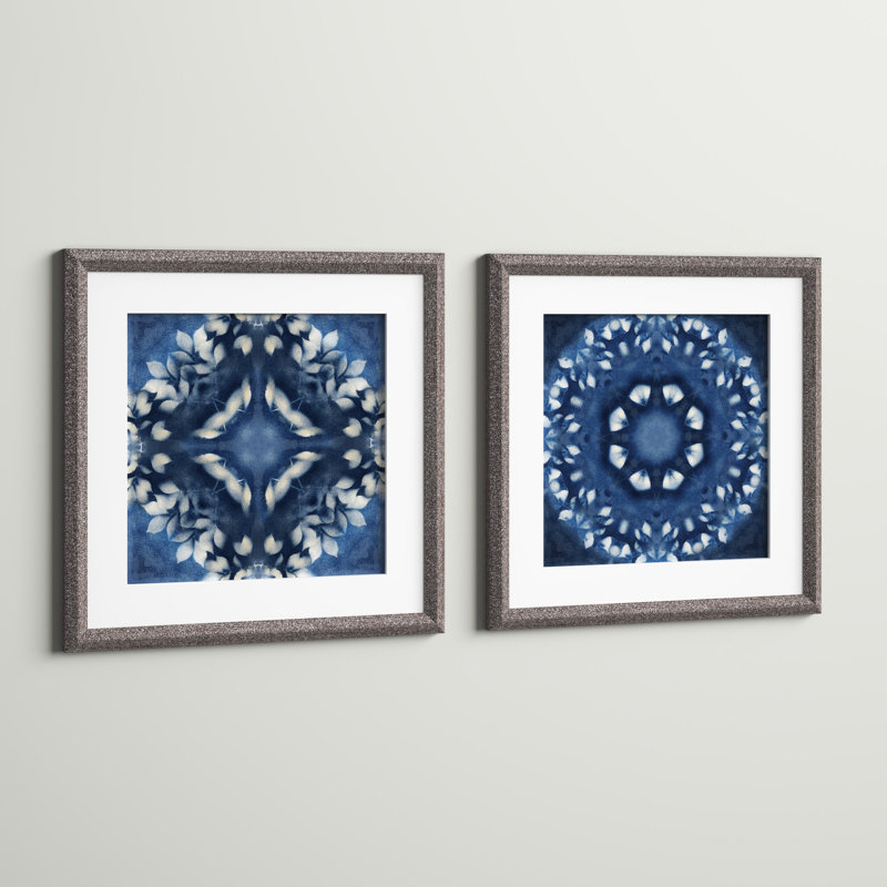 " Navy Nature " 2 - Pieces, Brown Framed