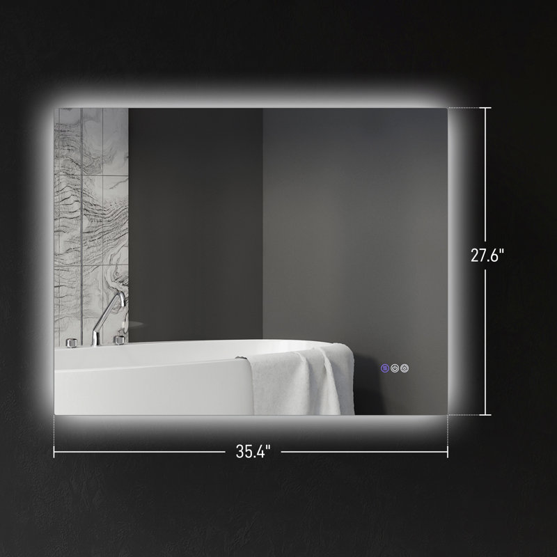 Miroir de salle de bain avec lumières à DEL rétro-éclairé pour la salle de bain avec anti-buée, mémoire et température infinie, miroir de meuble-lavabo mural à intensité variable, placement horizontal / vertical, miroir