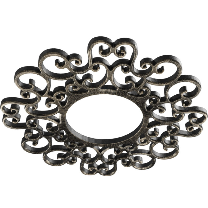 Médaillon de plafond 32 po x 32 1/4 po x P 12 po x P 1 po Reims, H 32 po x l 32 po x P 1 po, Argenté antique chaleureux