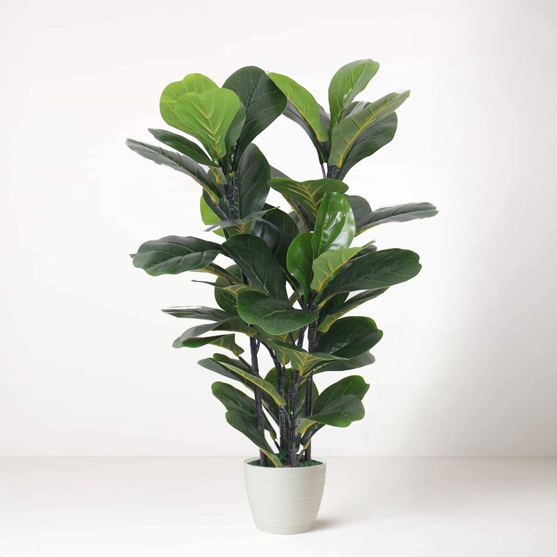 90cm Faux Fiddle Leaf Fig Plant in Pot, White