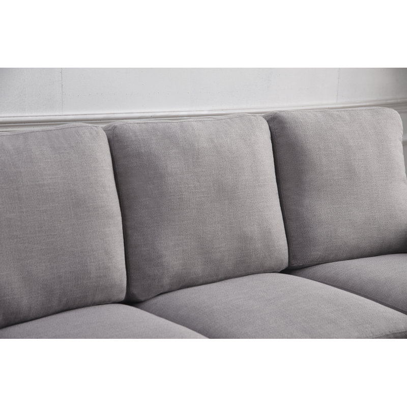 Esmont Upholstered L-Shaped Sectional Reversible, Light Gray Polyester