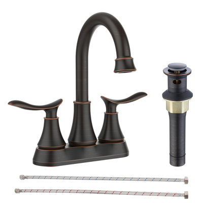 4-Inch Oil Rubbed Bronze Bathroom Sink Faucet - Two Handle Lever Operation With Pop-Up Drain 2 In Metal Construction And For Use