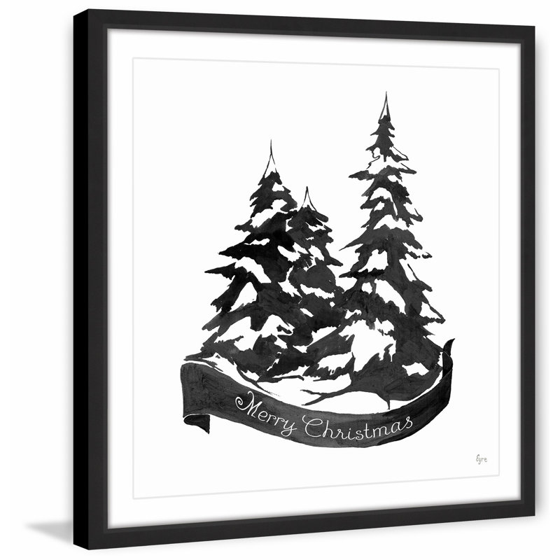 « snow pin trees ii », reproduction d’art encadrée, H 32 po x l 32 po