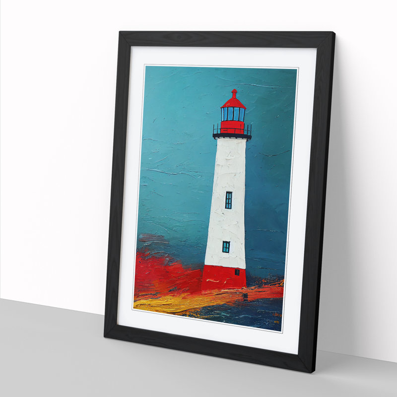 Zac Lighthouse Painted Vol.2 - Picture Frame Print, Black, 64cm H x 46cm W x 2cm D