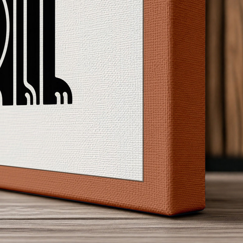 Cat Geometric - Wrapped Canvas, 24x16 - 61.0 x 40.6 cm, Terracotta Border