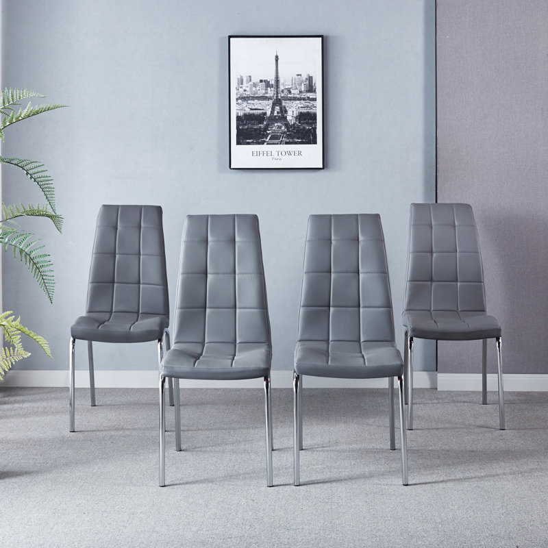 Chaise rembourrée Nasim, Gris, Argent argent