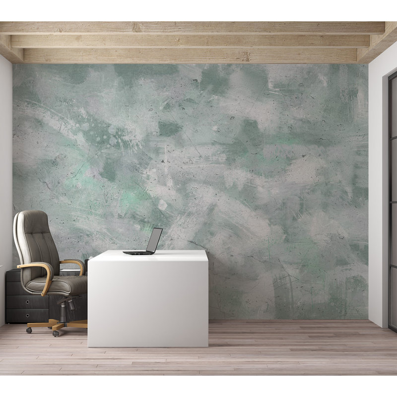 Murale abstraite pelez et collez - Impression menthe, L 68 po x l 96 po