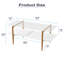Table basse en verre, table de salon rectangulaire avec pieds dorés, tables d'appoint de style Mid-Century moderne avec tablette ouverte pour le salon, le bureau, blanc-946507635