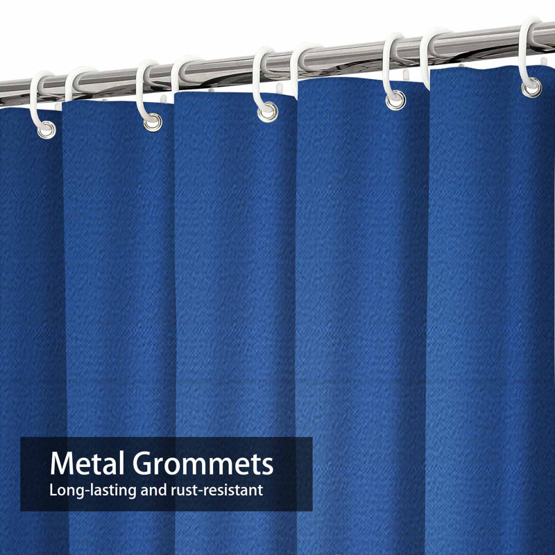 Rideau de douche bleu en tissu bleu avec 12 crochets, L 72 po x l 84 po