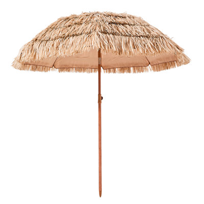 Parasol au toit de piscine au toit de chaume 6 pi, 30 inclinables à gauche ou à droite, 140G respirant, auvent incliné en métal à 8 nervures de patio pour des moments de détente en plein air, installation rapide et facile