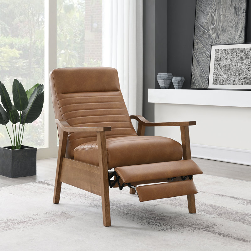 Fauteuil inclinable à accoudoirs en bois, Marron foncé