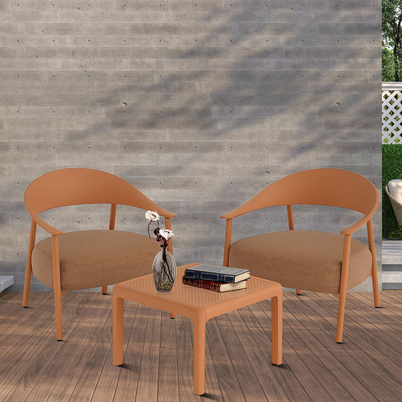 Ensemble de conversation moderne 3 pièces avec coussins confortables et table d'appoint toutes saisons pour l'extérieur et l'intérieur