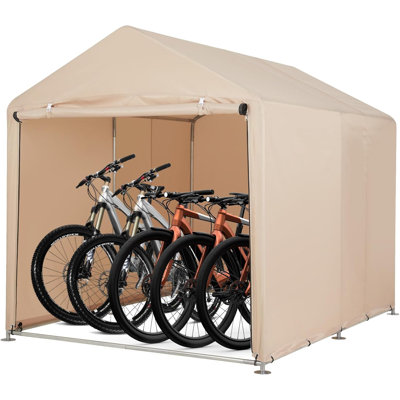 160x218x173cm Abri de rangement pour vélos 420D pour 5 à 6 vélos, structure en acier, robuste, protection UV, toit triangulaire, assemblage facile, peu encombrant pour le jardin, la cour et le garage
