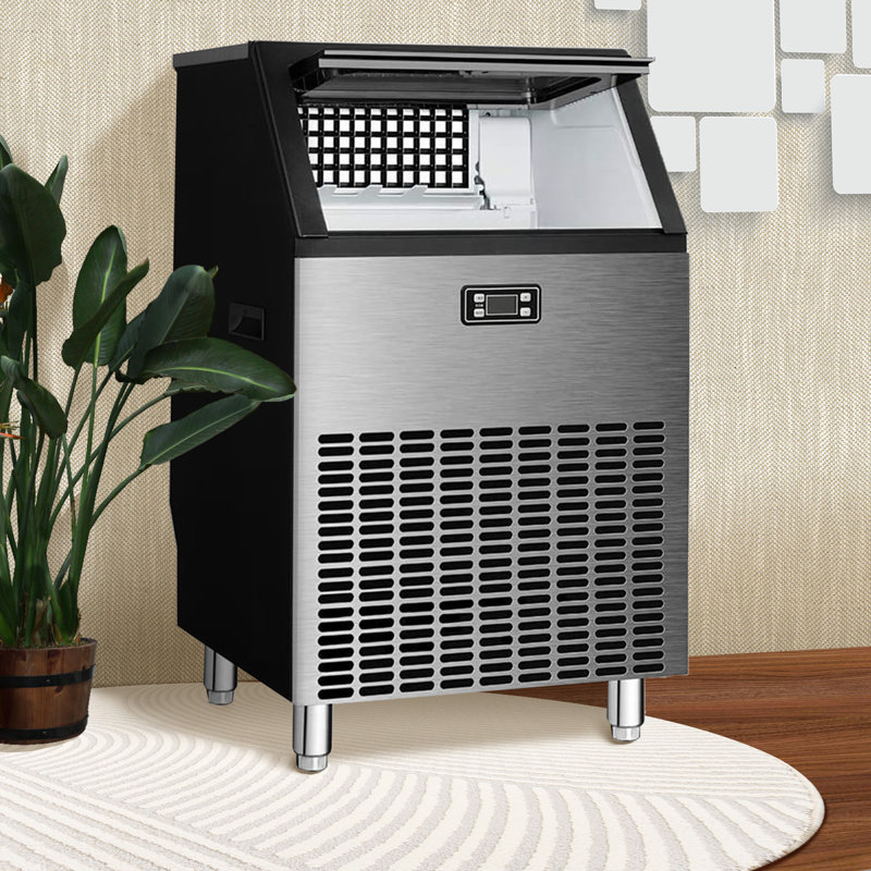 Machine à glaçons commerciale HAVATO 265 lb / 24 H - 46 lb de rangement, acier inoxydable, panneau ACL automatique, autoportant, argent