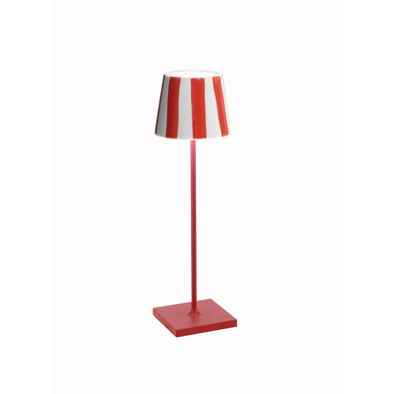 Poldina Pro Table Lamp With Lido Ceramic Shade, Red Lamp/Red Stripes